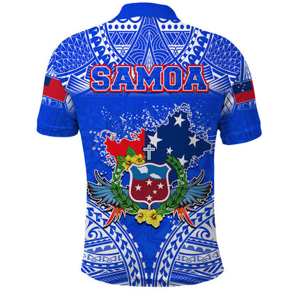 Toa Samoa Polynesian Rugby Polo Shirt Samoan Flag Blue Color