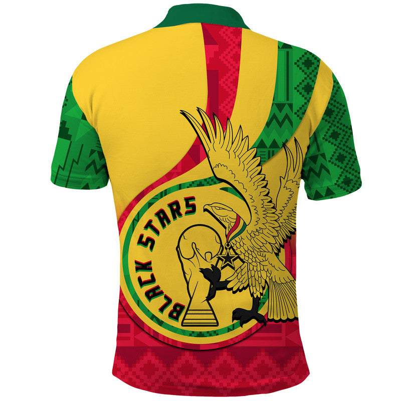 Ghana Football Black Star and Golden Tawny Eagles Polo Shirt