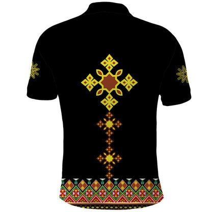 Ethiopia Cross Polo Shirt Geometric Ethnic