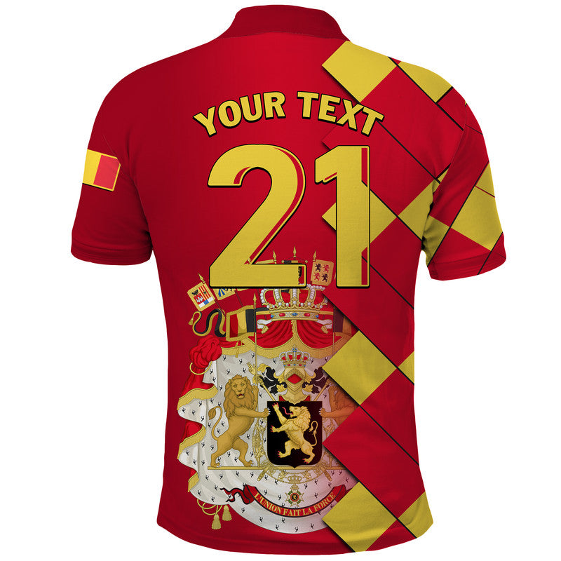 Custom Belgium Football Champions Great Polo Shirt Coat Of Arms