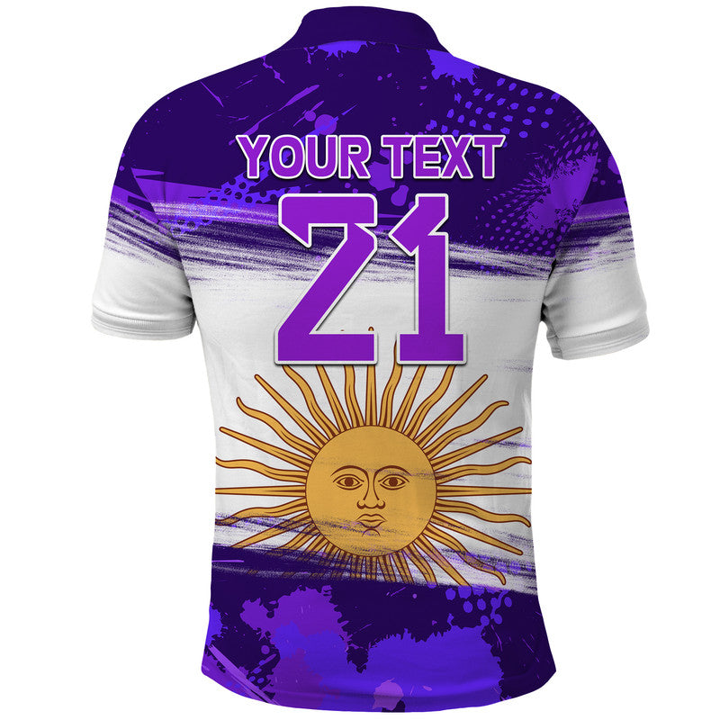 Custom Argentina Sol de Mayo La Albiceleste Flag Style Polo Shirt Purple