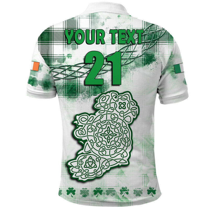 (Custom And Number) Ireland Cross Cricket Team Polo Shirt Celtic Irish Green Pattern Unique