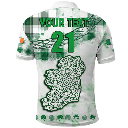 (Custom And Number) Ireland Cross Cricket Team Polo Shirt Celtic Irish Green Pattern Unique