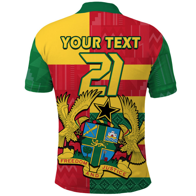 Custom Ghana Football Flag Color Mixed Kente Pattern Polo Shirt