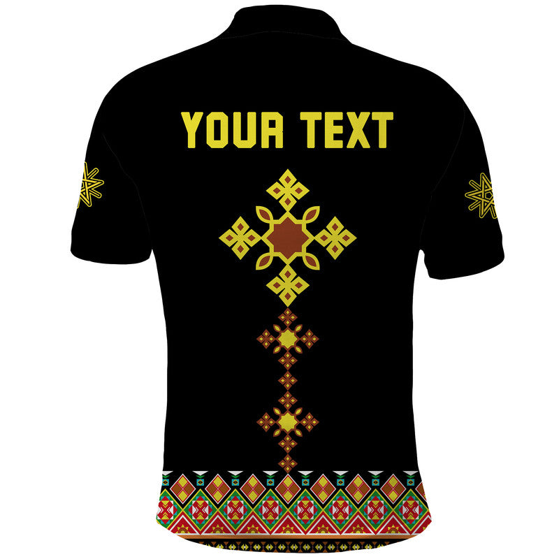 Custom Ethiopia Cross Polo Shirt Geometric Ethnic