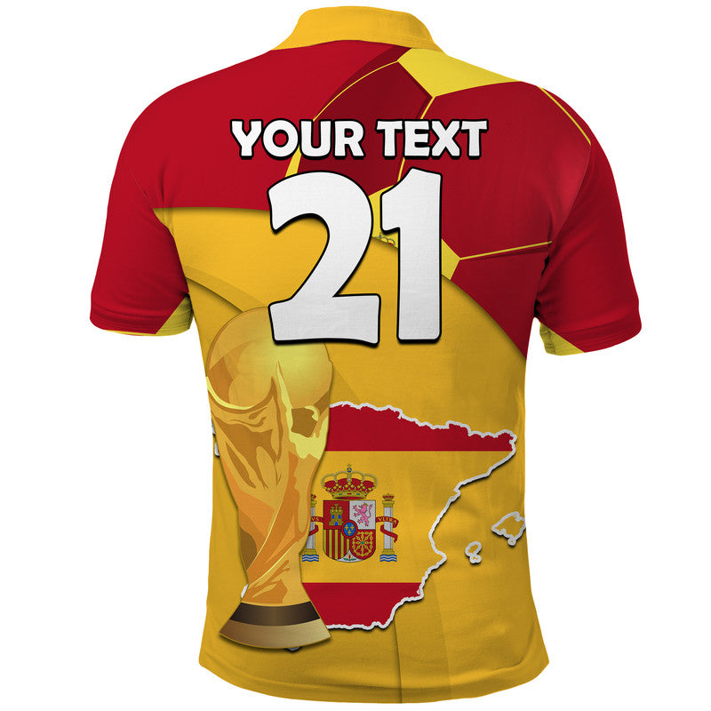 Custom Spain Football Champions Polo Shirt Spain Flag With Soccer Ball