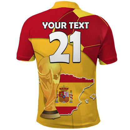 Custom Spain Football Champions Polo Shirt Spain Flag With Soccer Ball