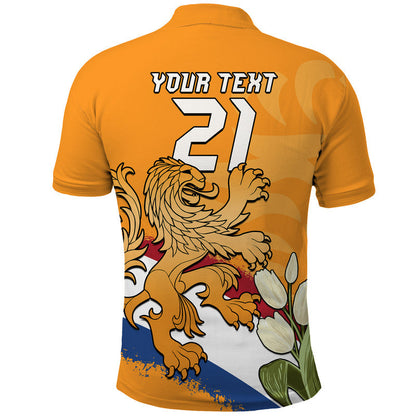Custom Netherlands Football Flag Mix Tulip Flower Polo Shirt