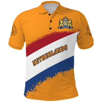 Netherlands Football Flag Style Polo Shirt