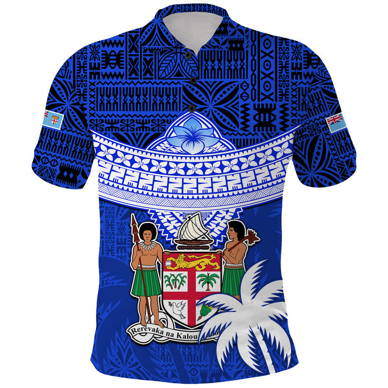 Fiji Coat Of Arms Polo Shirt Polynesian Tapa Palm Tree