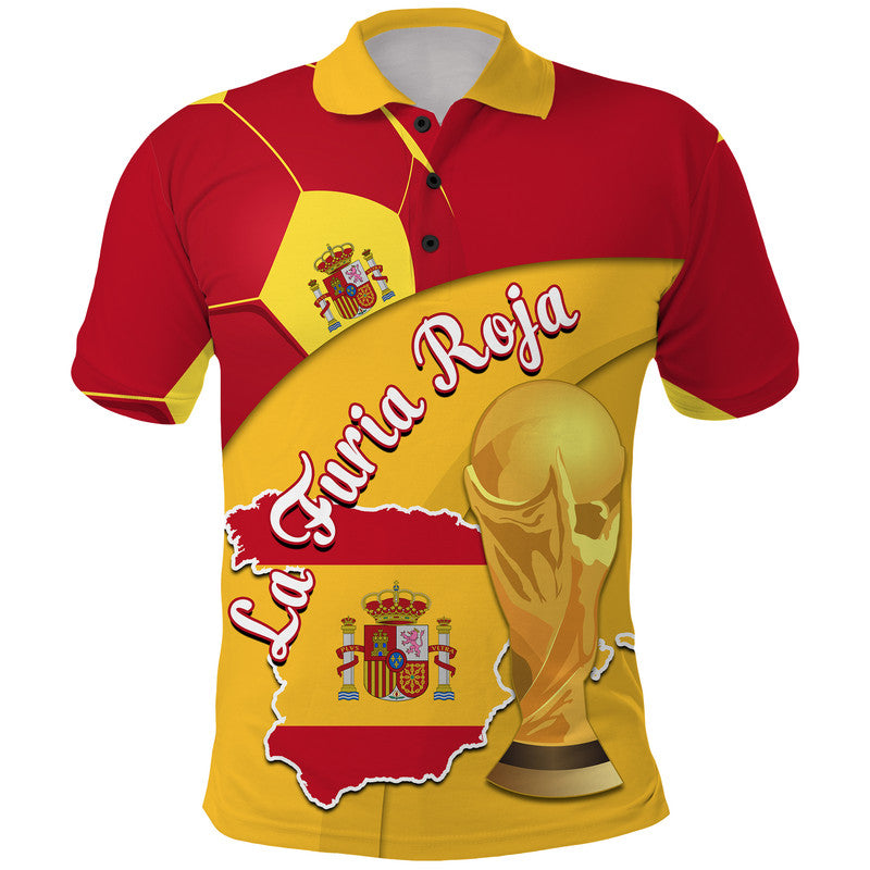 Custom Spain Football Champions Polo Shirt Spain Flag With Soccer Ball