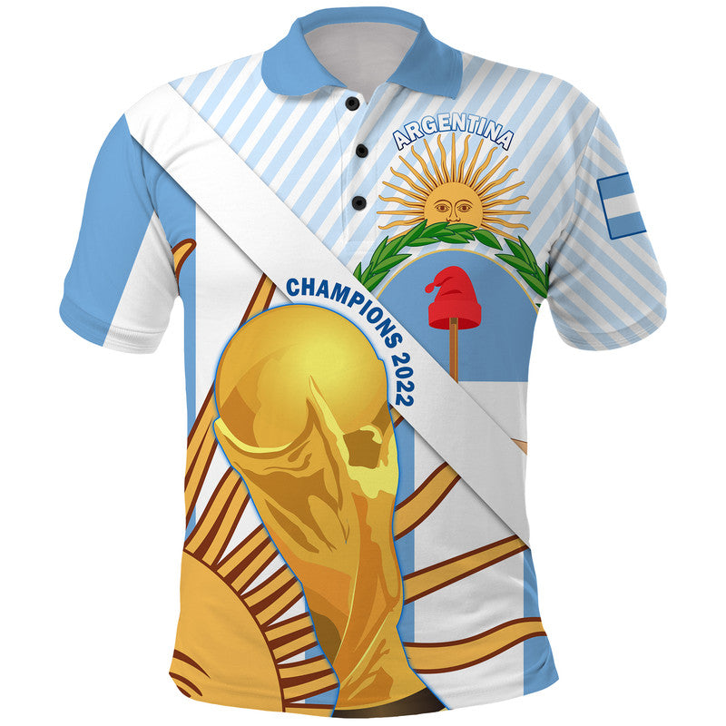 Argentina Champions Polo Shirt Football 2022 La Albiceleste Sol de Mayo