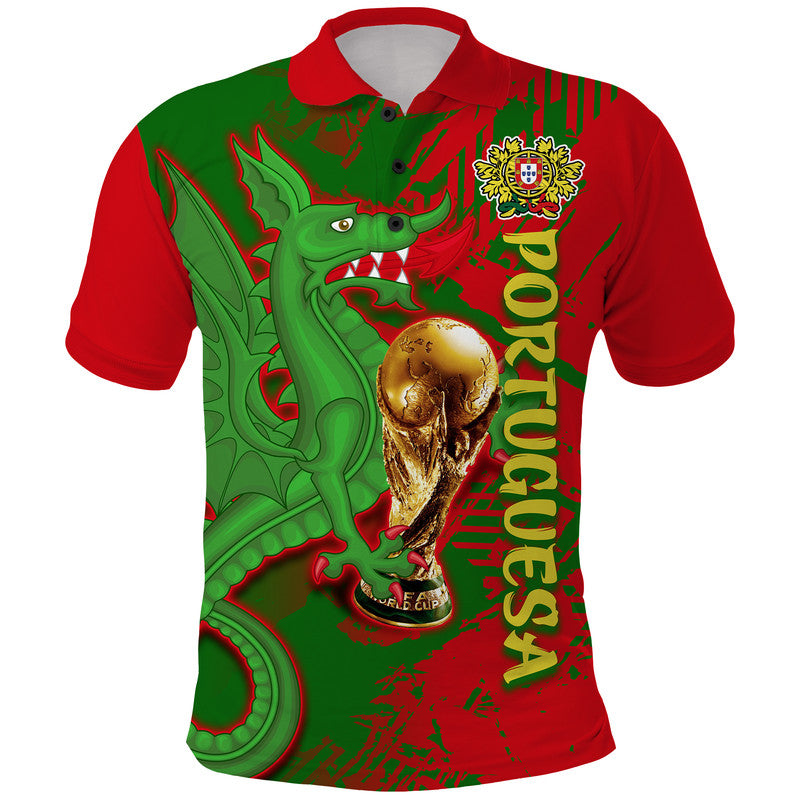 Portugal Football Polo Shirt Dragon of Royal Arms During The Reign of Queen Maria II