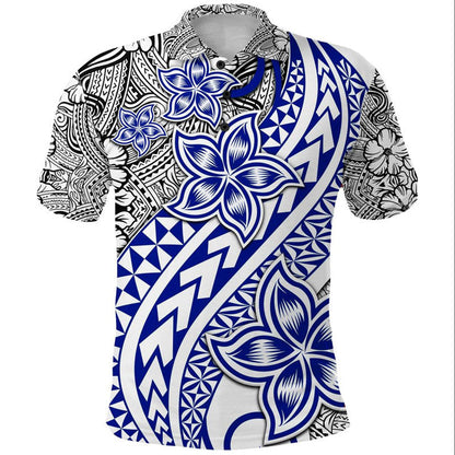 Traditional Polynesian Tribal Tattoo Retro Polo Shirt Blue
