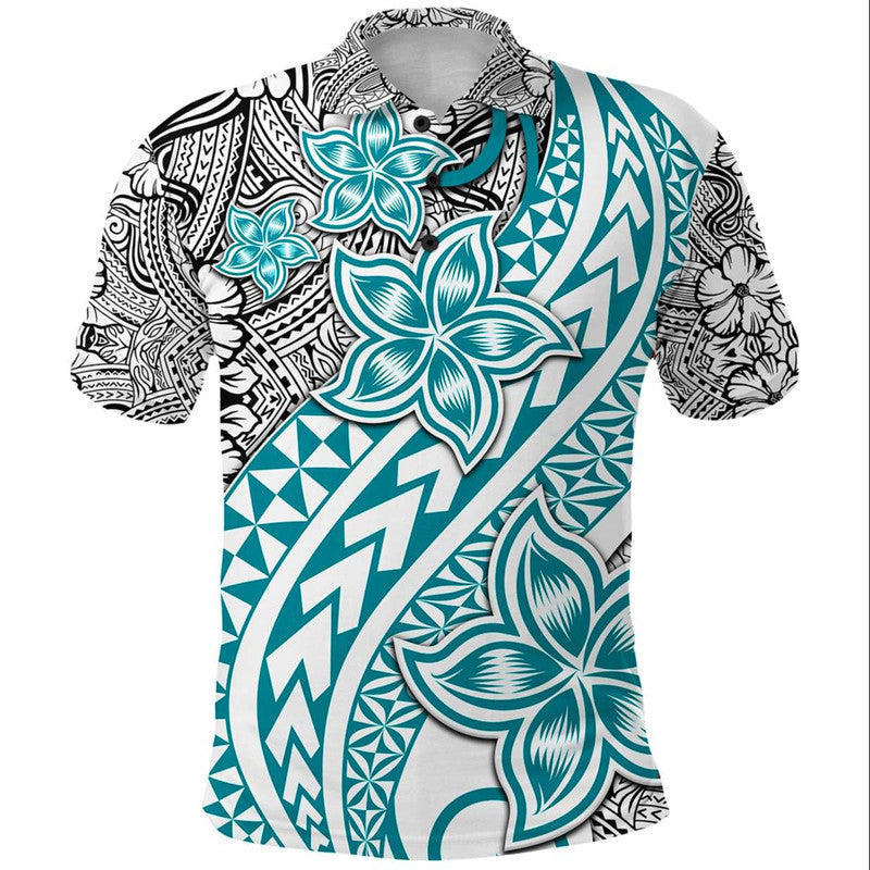 Traditional Polynesian Tribal Tattoo Retro Polo Shirt Turquoise
