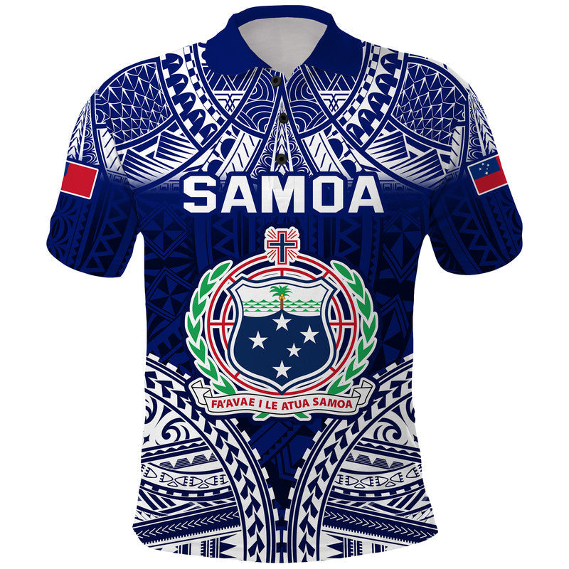 Samoa Coat Of Arms Polo Shirt Polynesian Pattern
