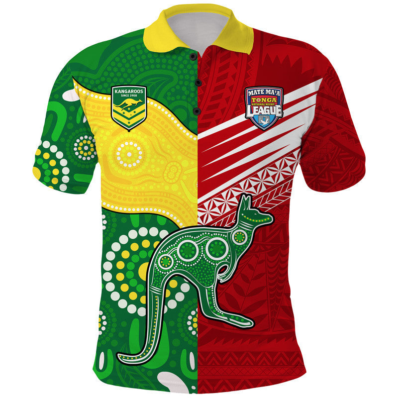 Australia Kangaroos and Mate Maa Tonga Polo Shirt No2