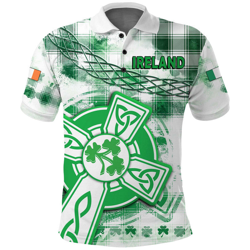 (Custom And Number) Ireland Cross Cricket Team Polo Shirt Celtic Irish Green Pattern Unique