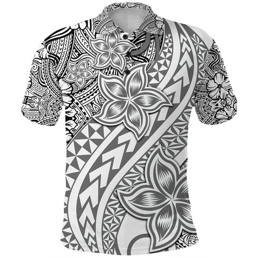 Traditional Polynesian Tribal Tattoo Retro Polo Shirt Grey