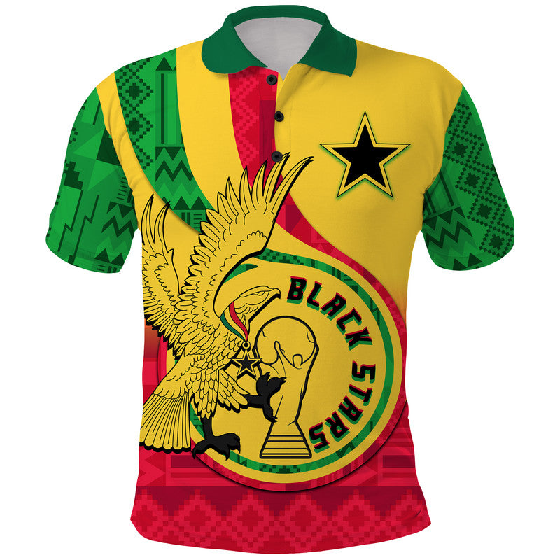 Ghana Football Black Star and Golden Tawny Eagles Polo Shirt