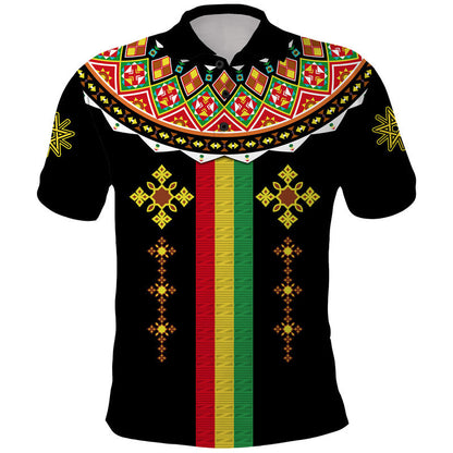 Ethiopia Cross Polo Shirt Geometric Ethnic