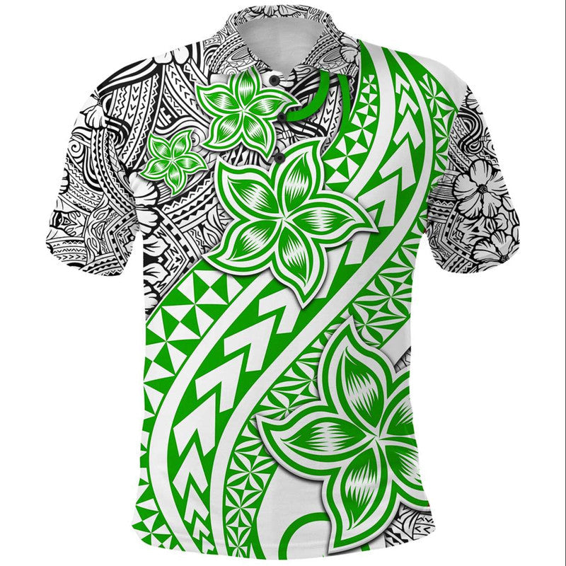 Traditional Polynesian Tribal Tattoo Retro Polo Shirt Green