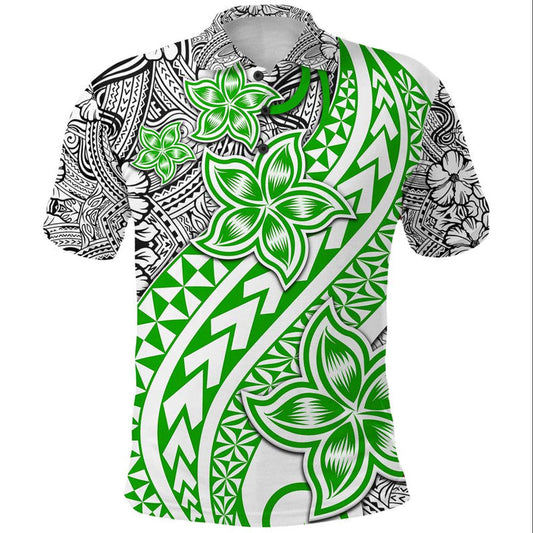 Traditional Polynesian Tribal Tattoo Retro Polo Shirt Green