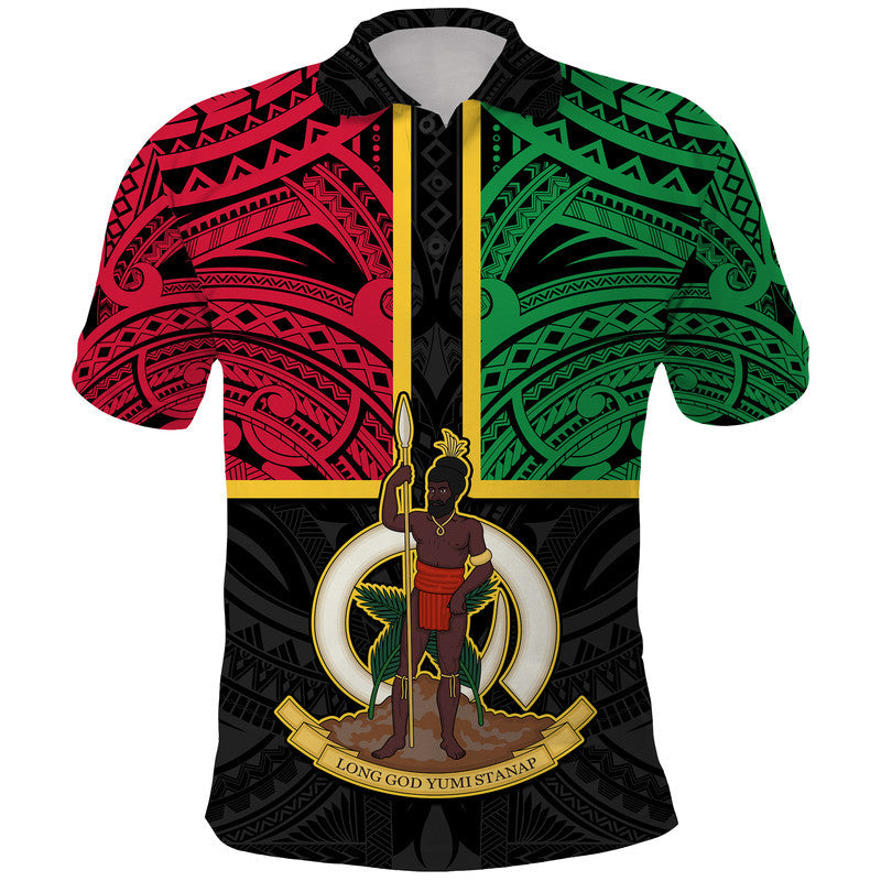 Vanuatu Polo Shirt Tribal Vanuatu Coat Of Arms Flag Style