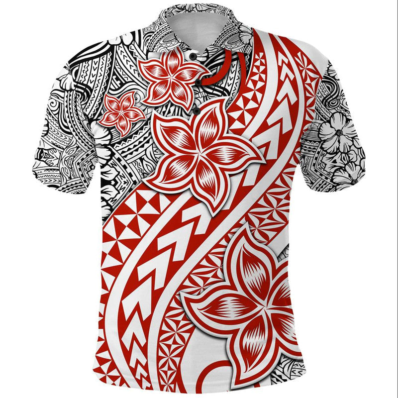Traditional Polynesian Tribal Tattoo Retro Polo Shirt Red