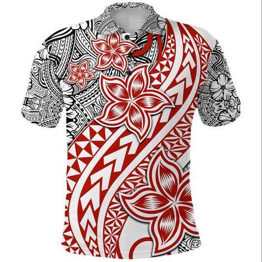 Traditional Polynesian Tribal Tattoo Retro Polo Shirt Red