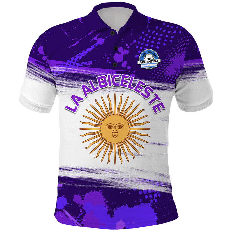 Argentina Sol de Mayo La Albiceleste Flag Style Polo Shirt Purple