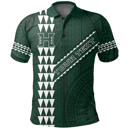 Personalized Hawaii Kakau Warrior Polynesian Football Polo Shirt - Green