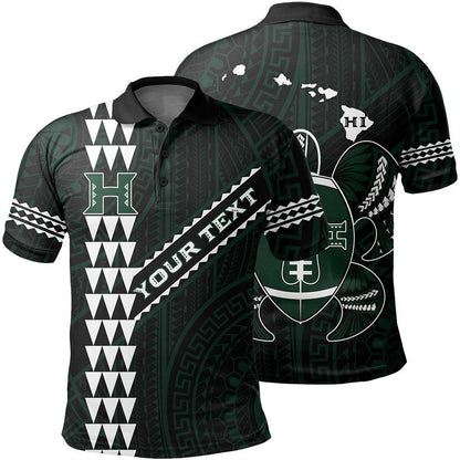 Personalized Hawaii Kakau Warrior Polynesian Football Polo Shirt - Black