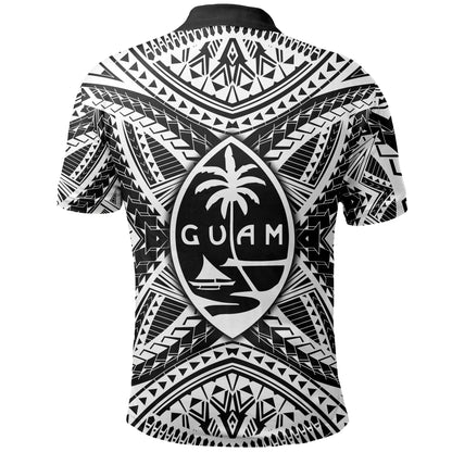 Guam Rugby Polo Shirt Polynesian Patterns - Black