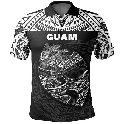 Guam Rugby Polo Shirt Polynesian Patterns - Black