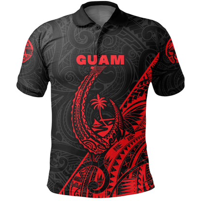 Custom Personalised Guam Rugby Polo Shirt Polynesian Patterns Style - Red