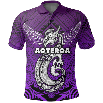 Custom Personalised New Zealand Maori Aotearoa Manania Polo Shirt Simple Sport Style - Purple