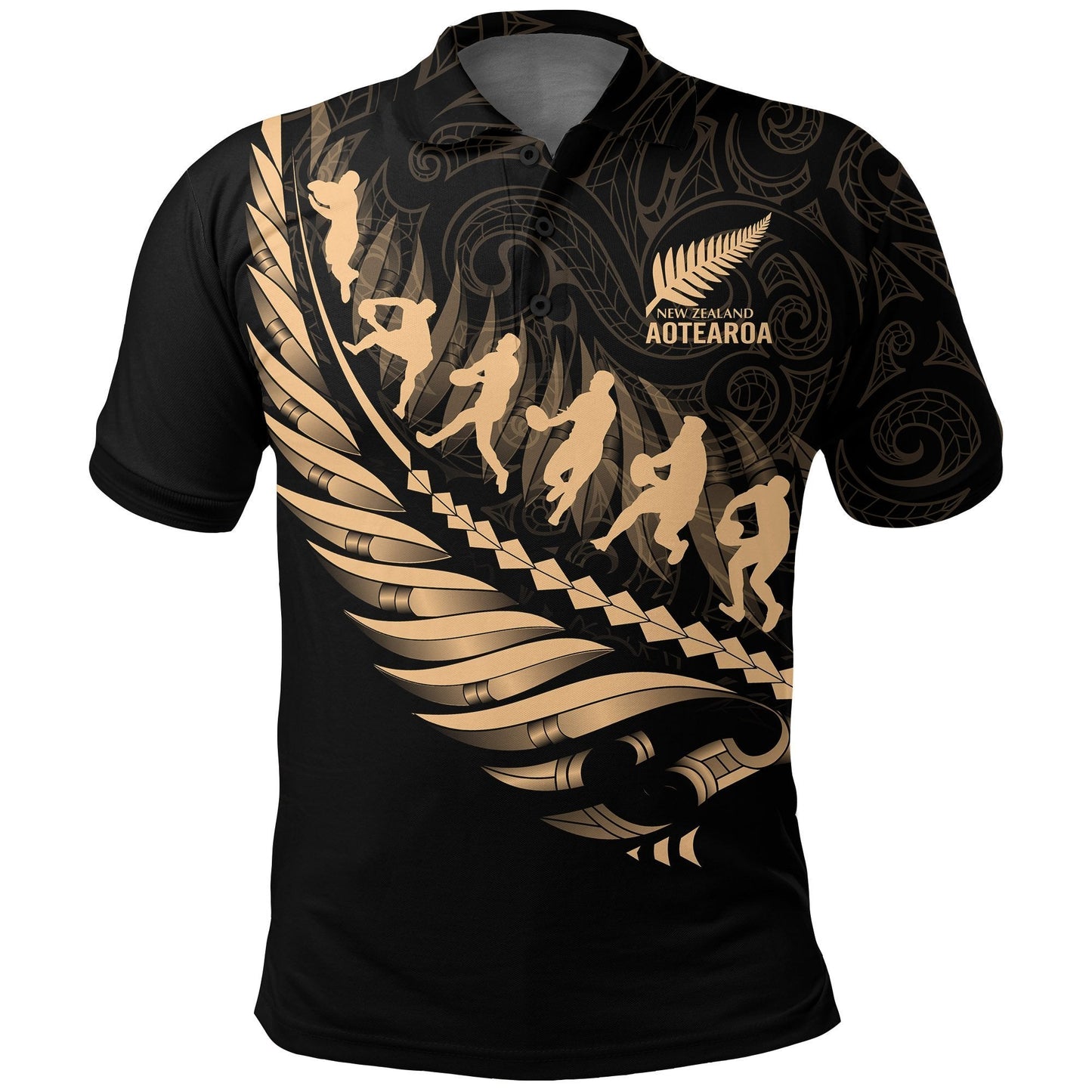 Aotearoa New Zealand Polo Shirt - Maori Fern Rugby