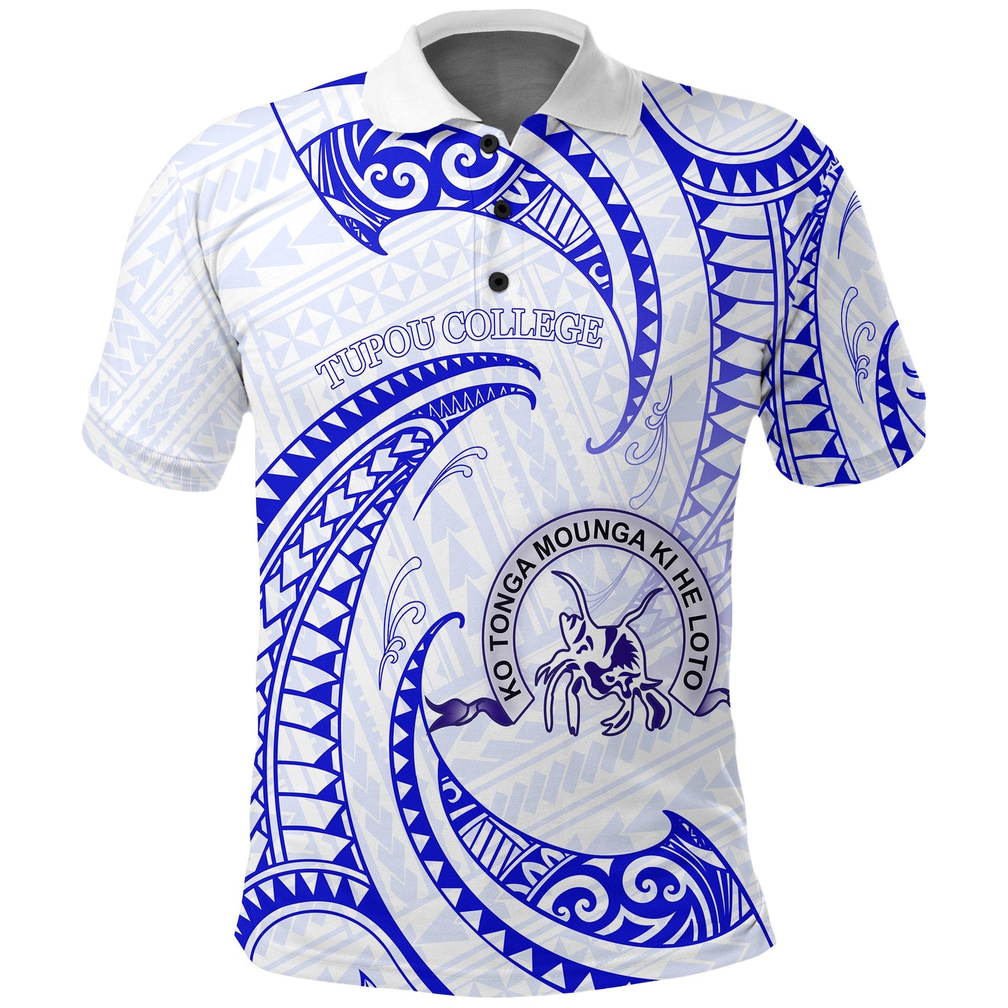 Tonga Tupou College Polo Shirt Special Polynesian - White