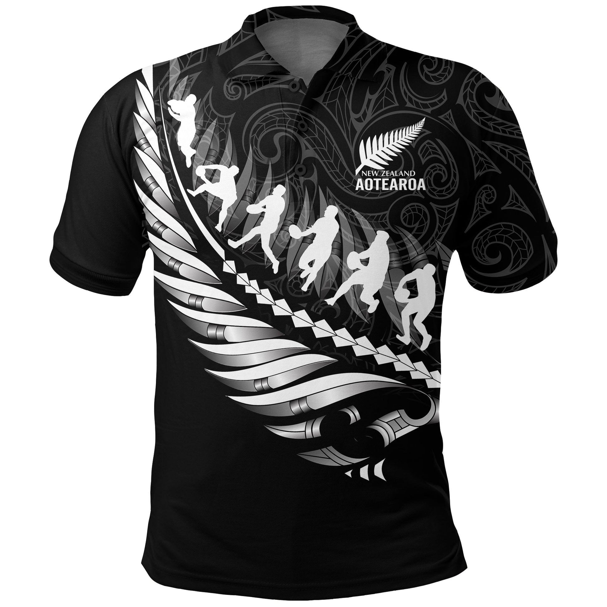 Aotearoa New Zealand Polo Shirt - Maori Fern Rugby