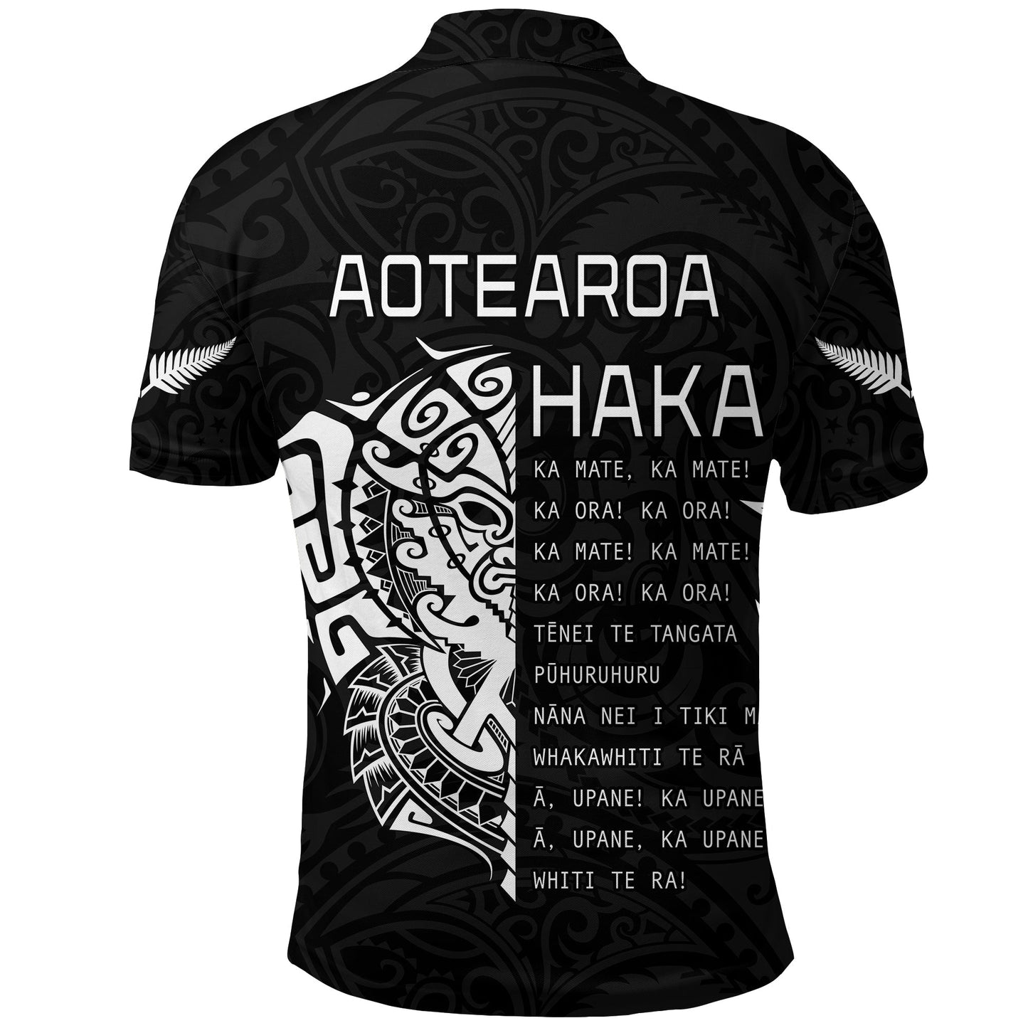 New Zealand Rugby Polo Shirt Haka All Black mix Ta Moko