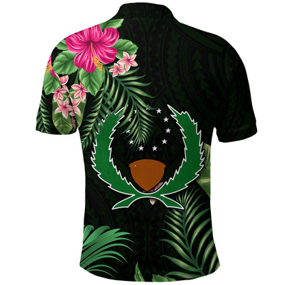 Pohnpei Micronesia Green Polo Shirt Tropical Flowers