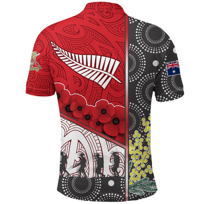 Anzac Day - Lest We Forget Polo Shirt Australia Indigenous and New Zealand Maori - Red