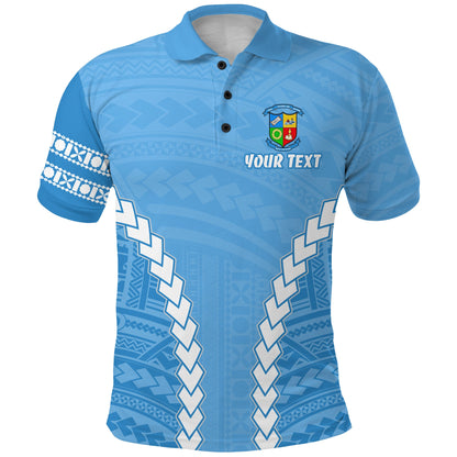 Custom Personalised 'OTU HA'APAI Blue Polo Shirt Mix Polynesian For Boys