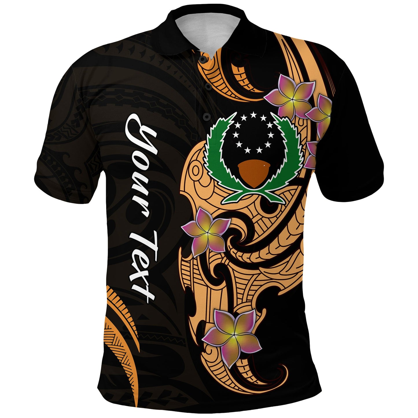 Custom Personalised Pohnpei Simple Polo Shirt Tropical Flowers