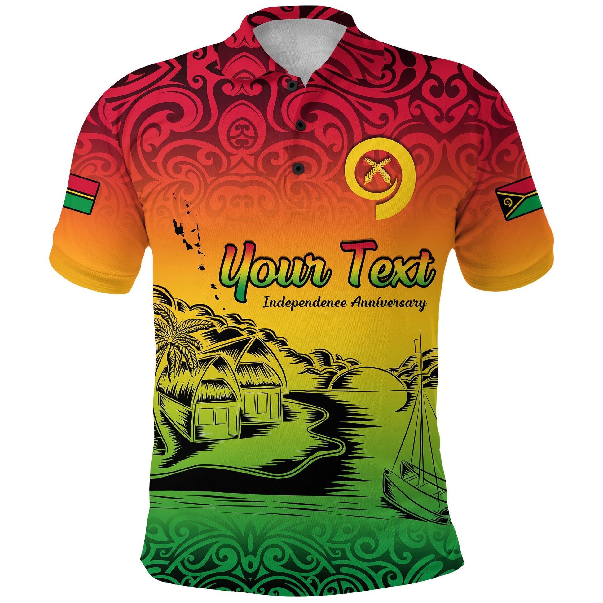 Custom Personalised Vanuatu Peaceful Polo Shirt - Independence Anniversary