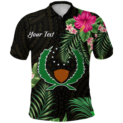 Custom Personalised Pohnpei Micronesia Gold Polo Shirt Tropical Flowers