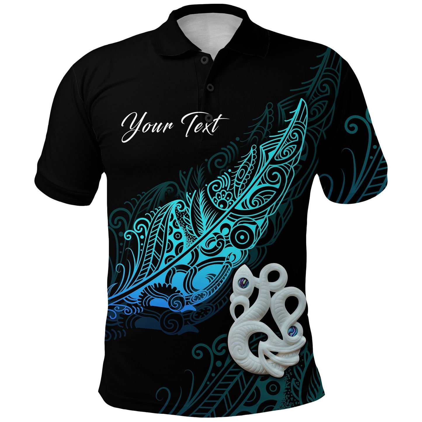 Custom Personalised Aotearoa Polo Shirt Fern Mix Manaia Matau