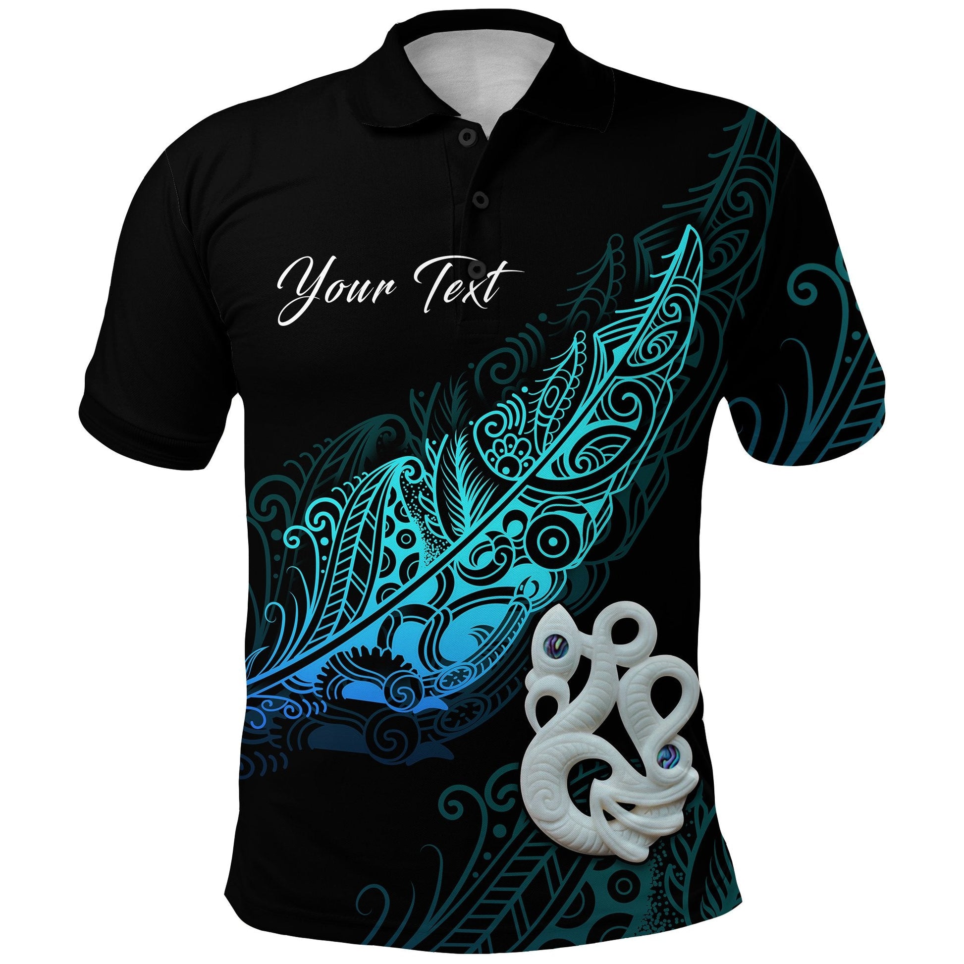 Custom Personalised Aotearoa Polo Shirt Fern Mix Manaia Matau