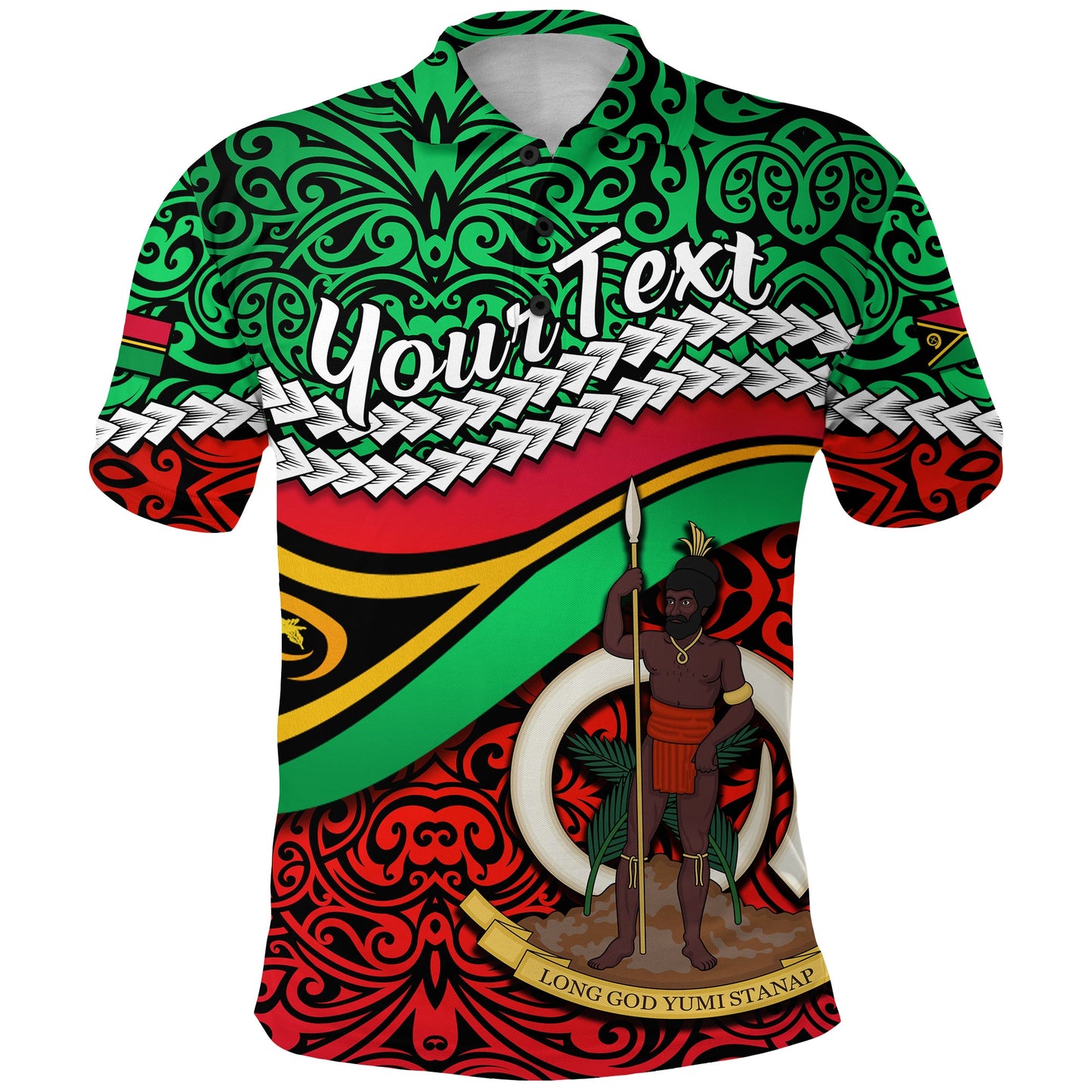 Custom Personalised Proud Vanuatu Polo Shirt Pattern Mix Flag